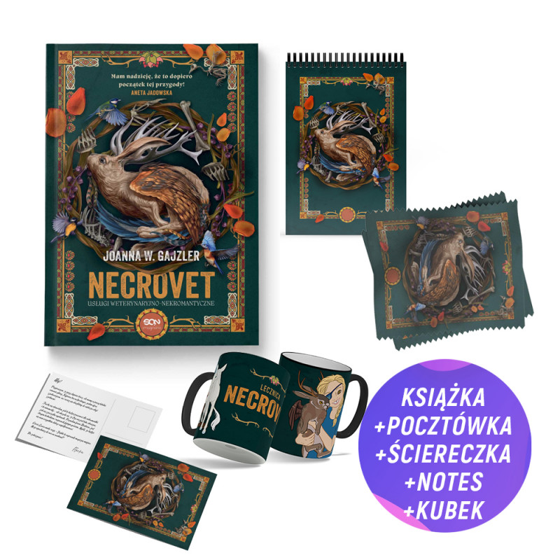 Pakiet: Necrovet. Usługi weterynaryjno-nekromantyczne + gadżety (książka + kubek + notes + ściereczka + pocztówka gratis)