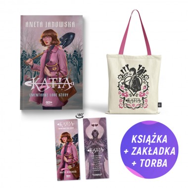 Pakiet: Katia. Cmentarne love story + Torba bawełniana 41x38 cm różowa (książka + torba + zakładka gratis)
