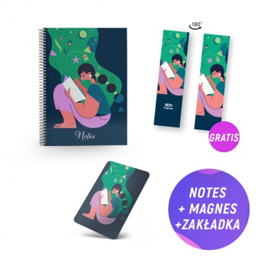 Pakiet SQN Originals Mania Czytania SQNStore.pl x designers Koźlicka (notes + magnes + zakładka)