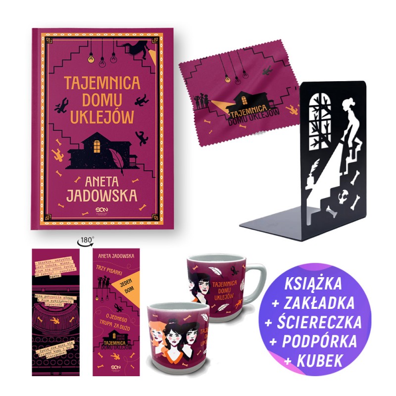 Pakiet: Tajemnica domu Uklejów (książka + torba + kubek + podpórka + ściereczka + zakładka gratis)