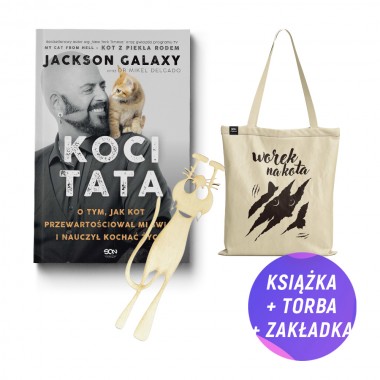 Pakiet: Koci Tata (książka + torba bawełniana + drewniana zakładka)