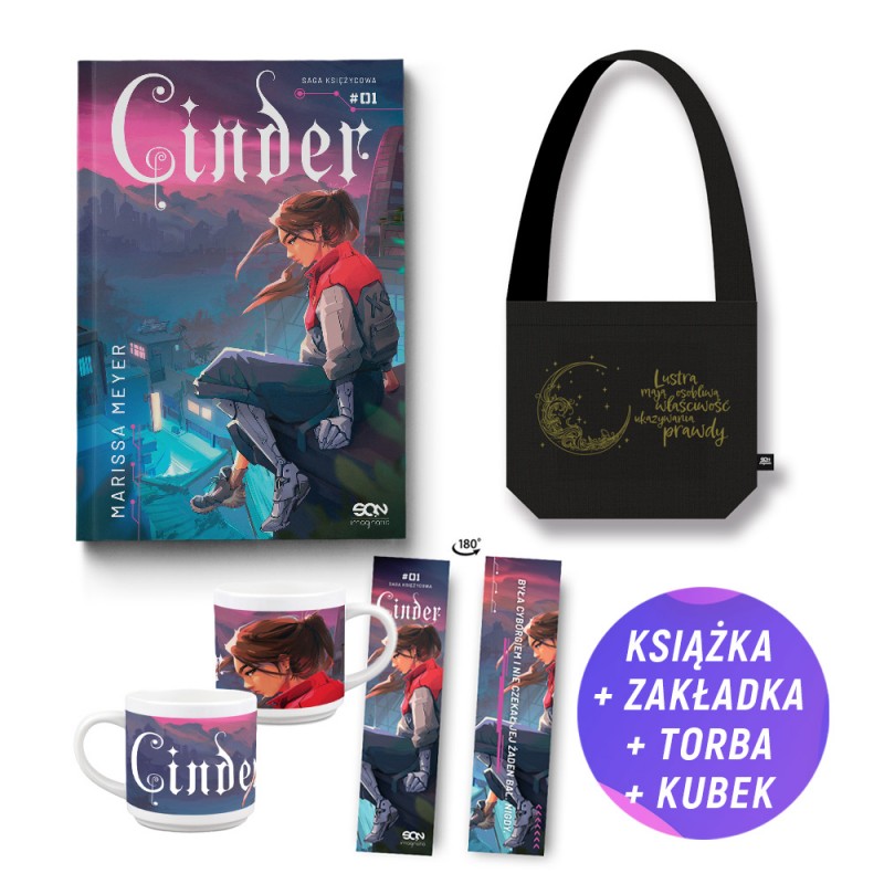 Pakiet: Cinder (książka + kubek + torba bawełniana + zakładka gratis)