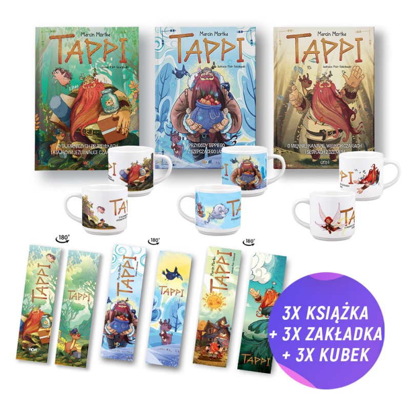 Pakiet: Tappi 1 + Tappi 2 + Tappi 3 (3x książka + 3x kubki + 3x zakładka gratis)