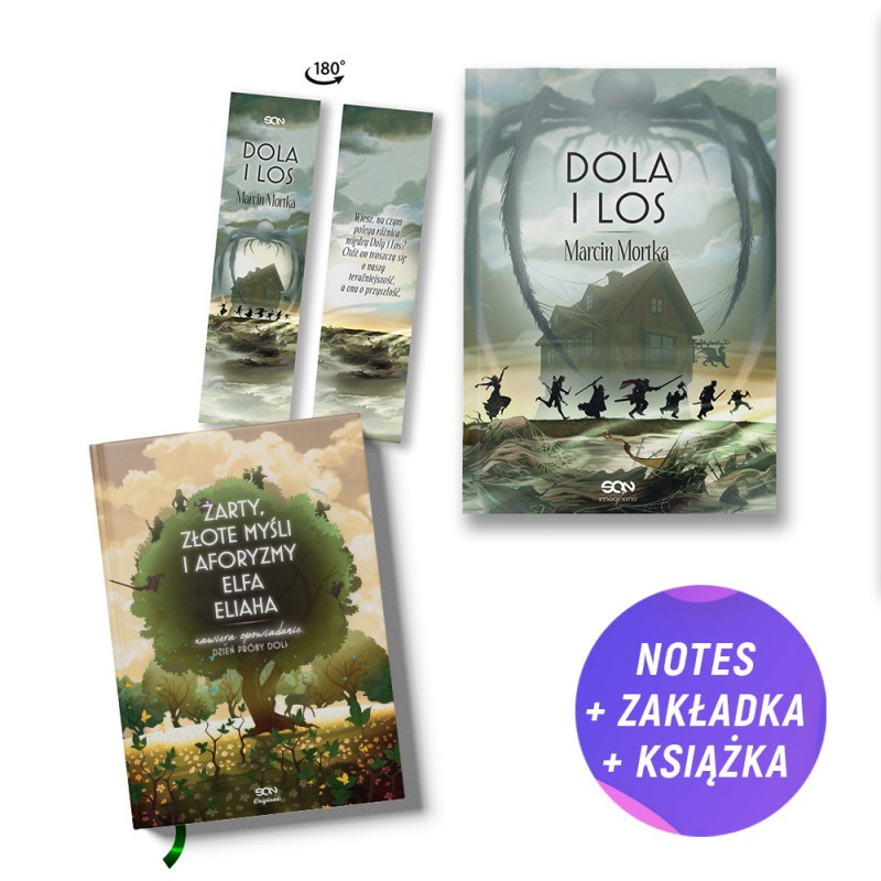 Pakiet SQN Originals: Złote myśli, żarty i aforyzmy elfa Eliaha + Dola i Los (książka + książka do notowania + zakładka)