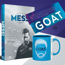 Zdjęcie pakietu Messi. G.O.A.T. + zakładka + kubek w księgarni SQN Store