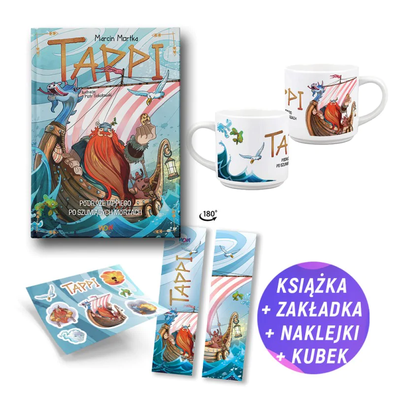 Pakiet: Tappi. Podróże Tappiego po Szumiących Morzach (książka + kubek Tappi 4 + naklejki + zakładka gratis)