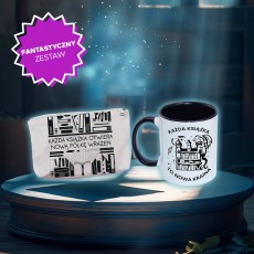 Pakiet gadżetów: Kubek fantasy (330 ml) Każda książka to nowa kraina + Kosmetyczka bawełniana