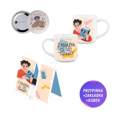 Z książką Ci do twarzy DLA NIEGO Kubek 400ml + Przypinka + Zakładka magnetyczna