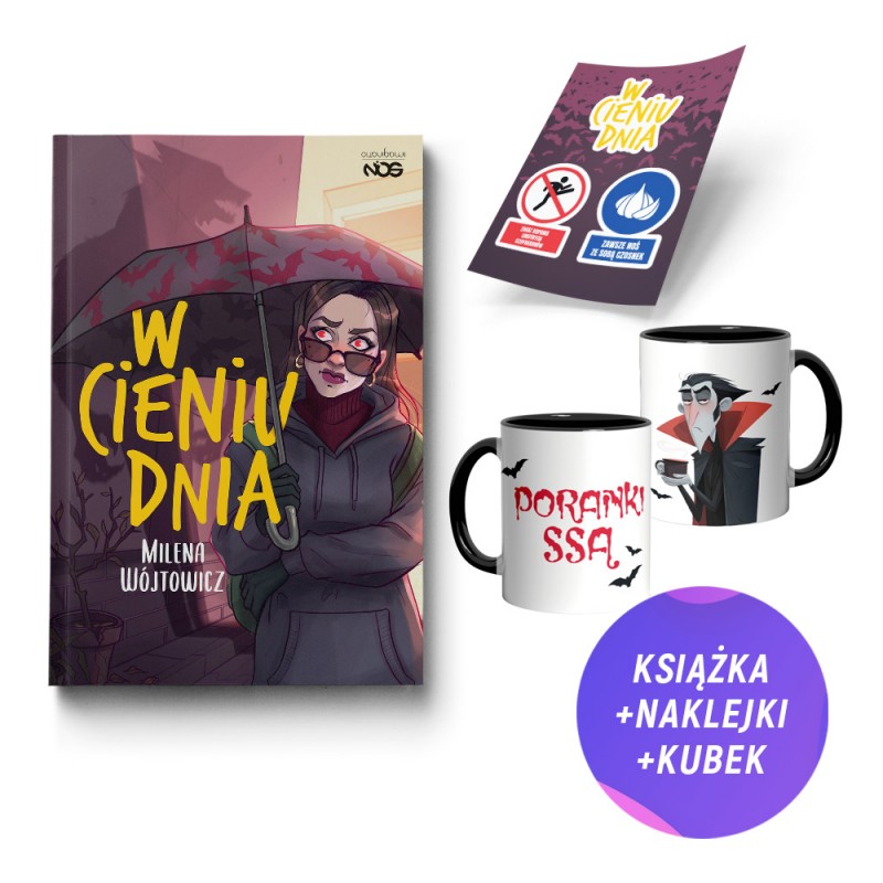 W cieniu dnia (książka + zestaw naklejek + kubek z wampirem)