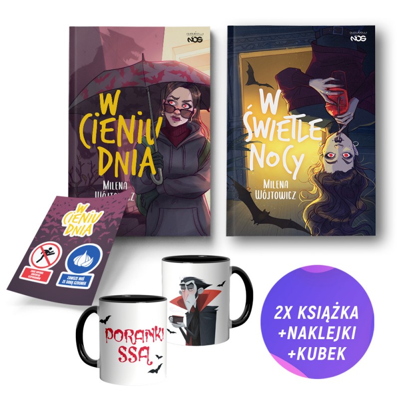 W cieniu dnia + W świetle nocy (2x książka + zestaw naklejek + kubek z wampirem + pocztówka gratis)