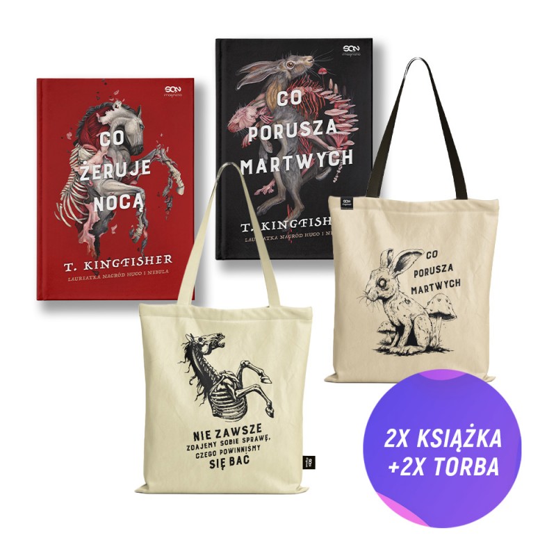 Co żeruje nocą + Co porusza martwych (2x książka + 2x torba bawełniana + 2x zakładka gratis)