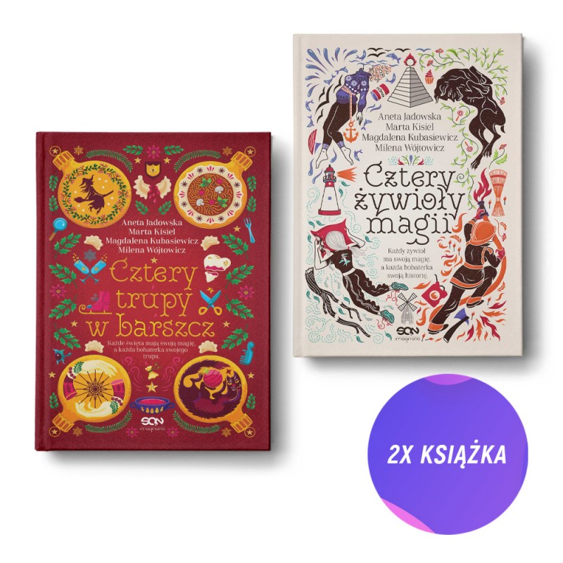 Cztery trupy w barszcz. Fantastyczno-kryminalna antologia świąteczna + Cztery żywioły magii (2x książka + zakładka)