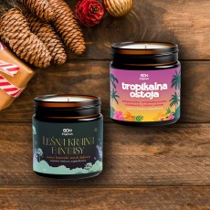 Zestaw świec sojowych: Leśna kraina fantasy (120ml) + Tropikalna ostoja (120ml)