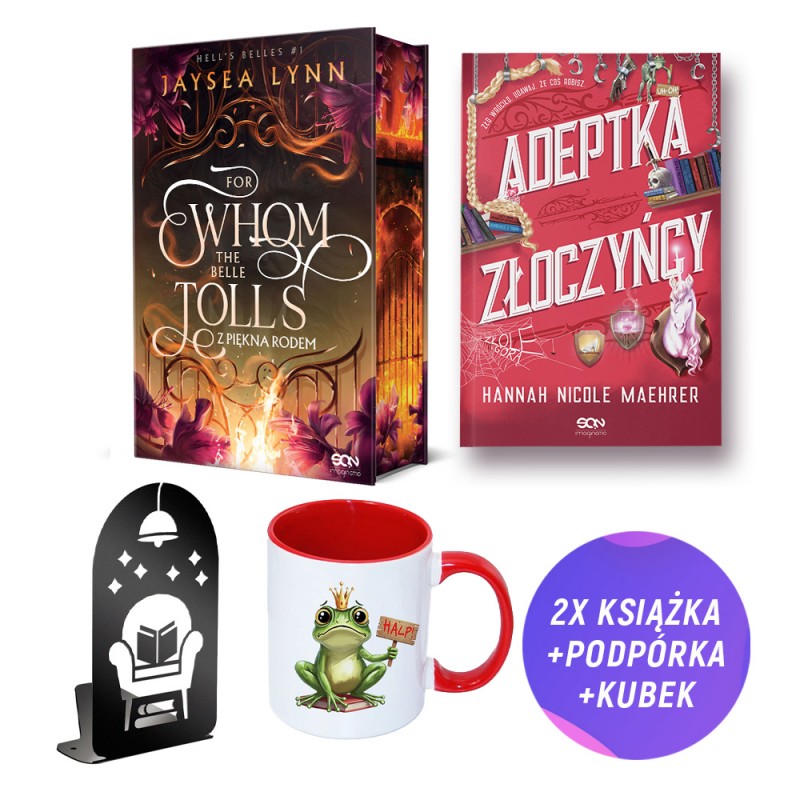 For Whom The Belle Tolls. Z piękna rodem + Adeptka złoczyńcy (2x książka + podpórka + kubek + 2x zakładka gratis)