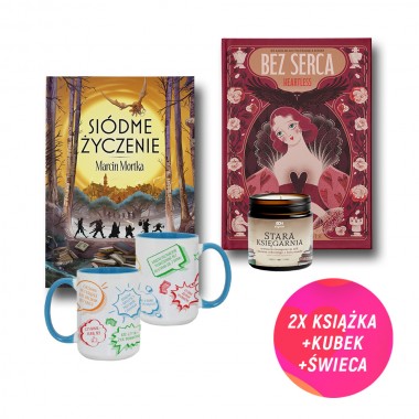 Siódme życzenie + Bez serca (2x książka + świeca sojowa 120ml + duży kubek 450ml + 2x zakładka)