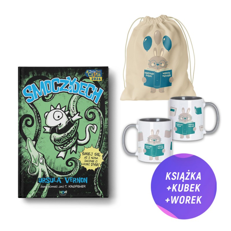 Smoczydech (książka + kubek z królikiem 330ml Odkrywam strony nowych przygód + worek plecak dla dzieci)