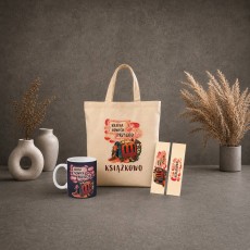 Zestaw KSIĄŻKOWO: (torba bawełniana Agnieszka Delew + kubek 330ml granatowy Agnieszka Delew + zakładka papierowa)