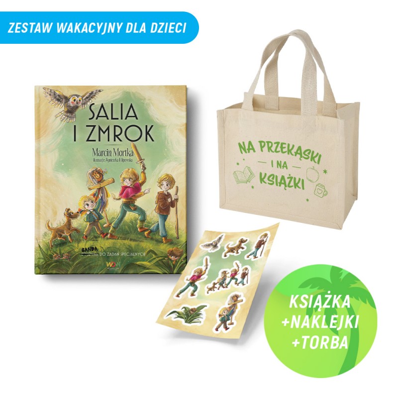 Salia i Zmrok (książka + zestaw naklejek Salia i Zmrok + mała torba bawełniana)
