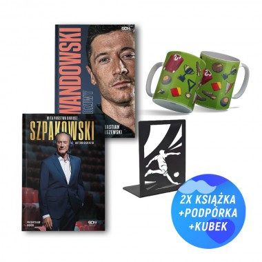 Wita państwa Dariusz Szpakowski (miękka oprawa) + Lewandowski (2x książka + kubek retro + podpórka na książki)