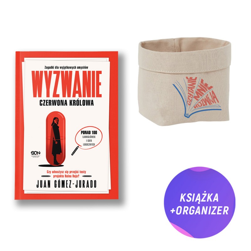 Wyzwanie Czerwona Królowa. Zagadki dla wyjątkowych umysłów (książka + bawełniany organizer)