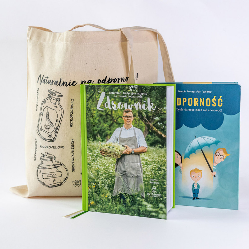 Pakiet: Zdrownik Pan Tabletka + Odporność. Pan Tabletka + Eko-torba Pan Tabletka Pakiet: Zdrownik Pan Tabletka + Odporność. Pan Tabletka + Eko-torba Pan Tabletka