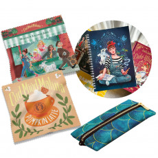 Pakiet: Ściereczka Malina ZIelony Jar + Ściereczka Star Bunny + Piórnik łuski smoka + Notes Malina (4 x gadżet)